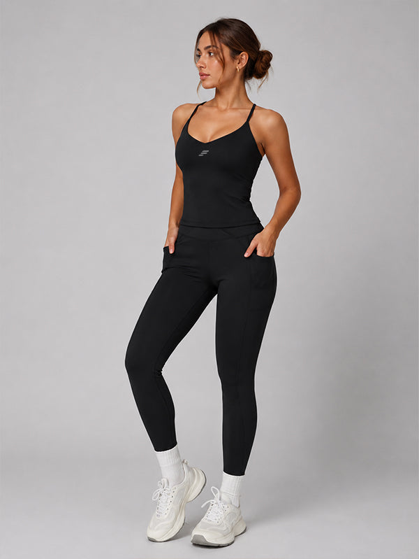 Set Tank Top With Crossover Legging With Pocket